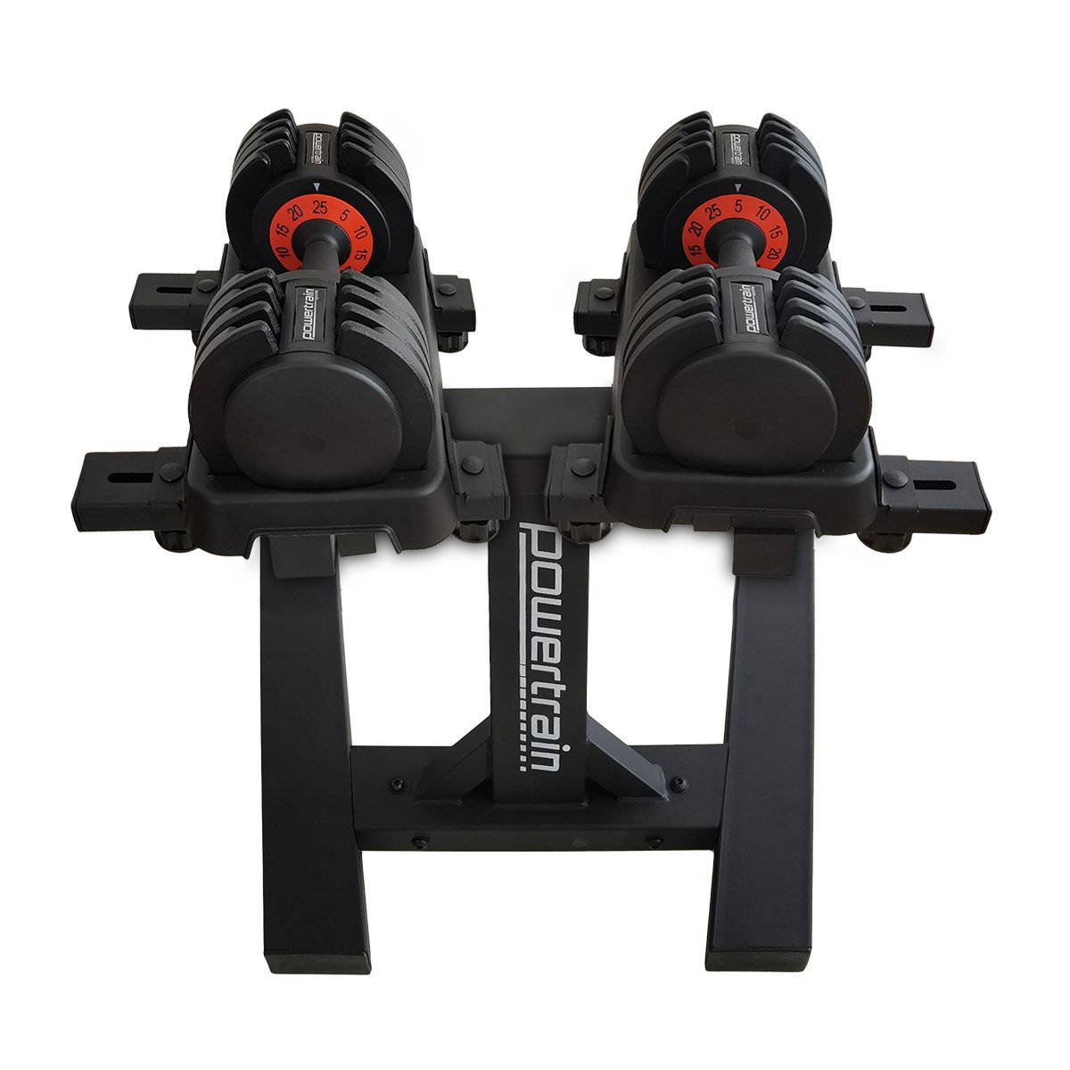 Powertrain GEN2 Pro Adjustable Dumbbell Set - 2 x 25kg (50kg) Home Gym Weights with Stand Powertrain