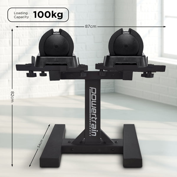 Powertrain GEN2 Pro Adjustable Dumbbell Set - 2 x 25kg (50kg) Home Gym Weights with Stand Powertrain