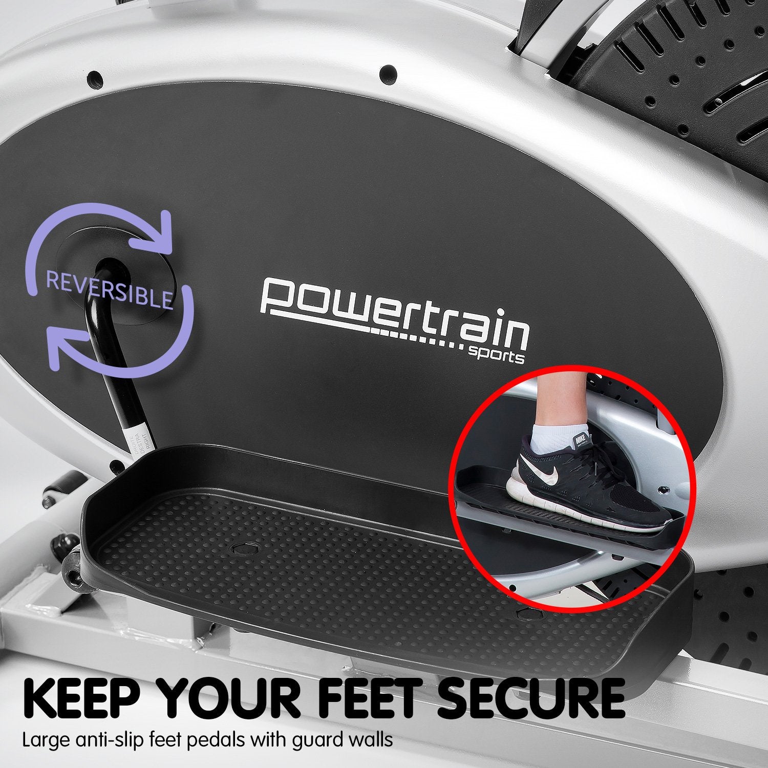 Powertrain 3-in-1 Elliptical Cross Trainer Exercise Bike with Resistance Bands Powertrain