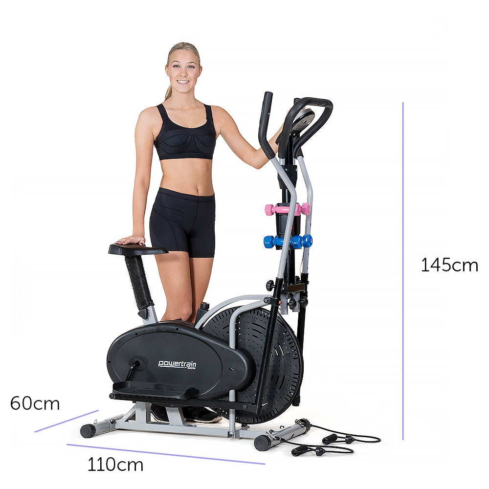 Powertrain 5-in-1 Elliptical Cross Trainer Bike with Dumbbell Sets Powertrain