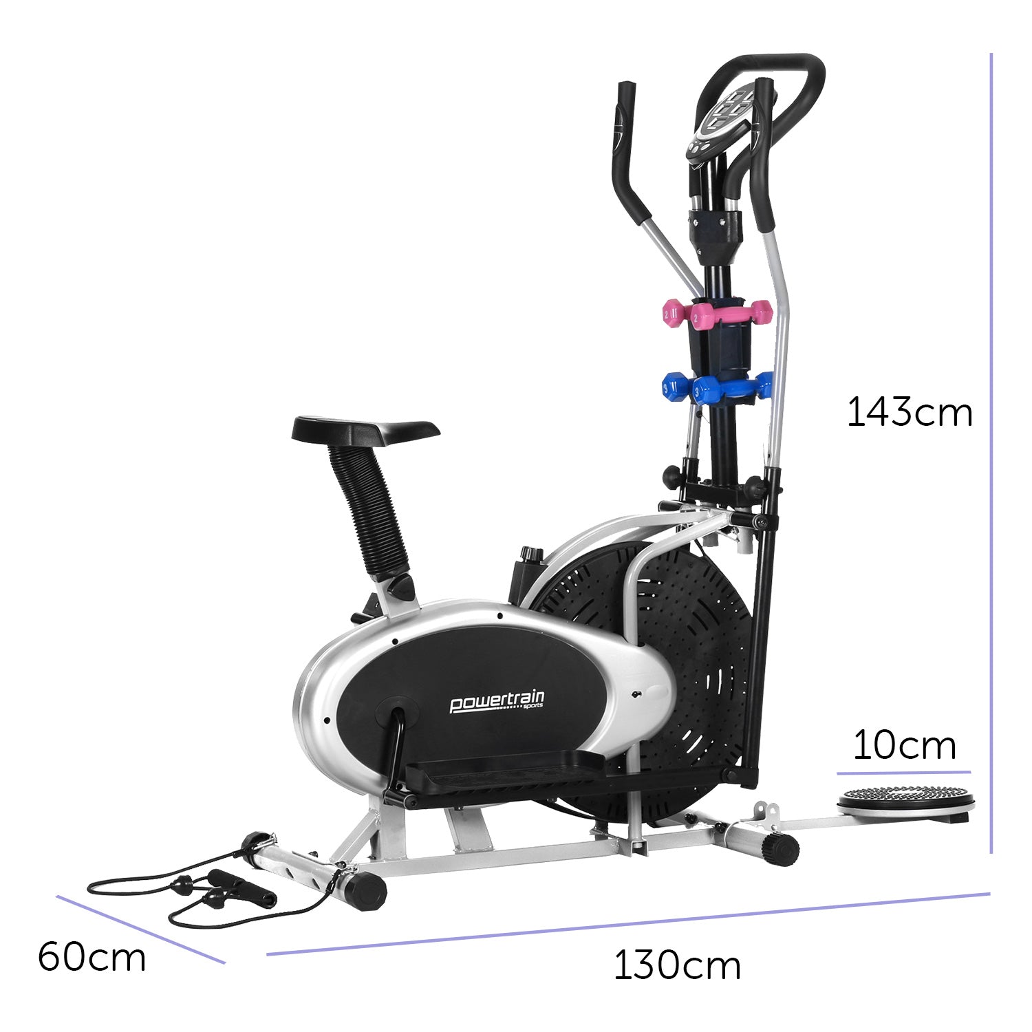 Powertrain 6-in-1 Elliptical Cross Trainer Bike with Weights and Twist Disc Powertrain