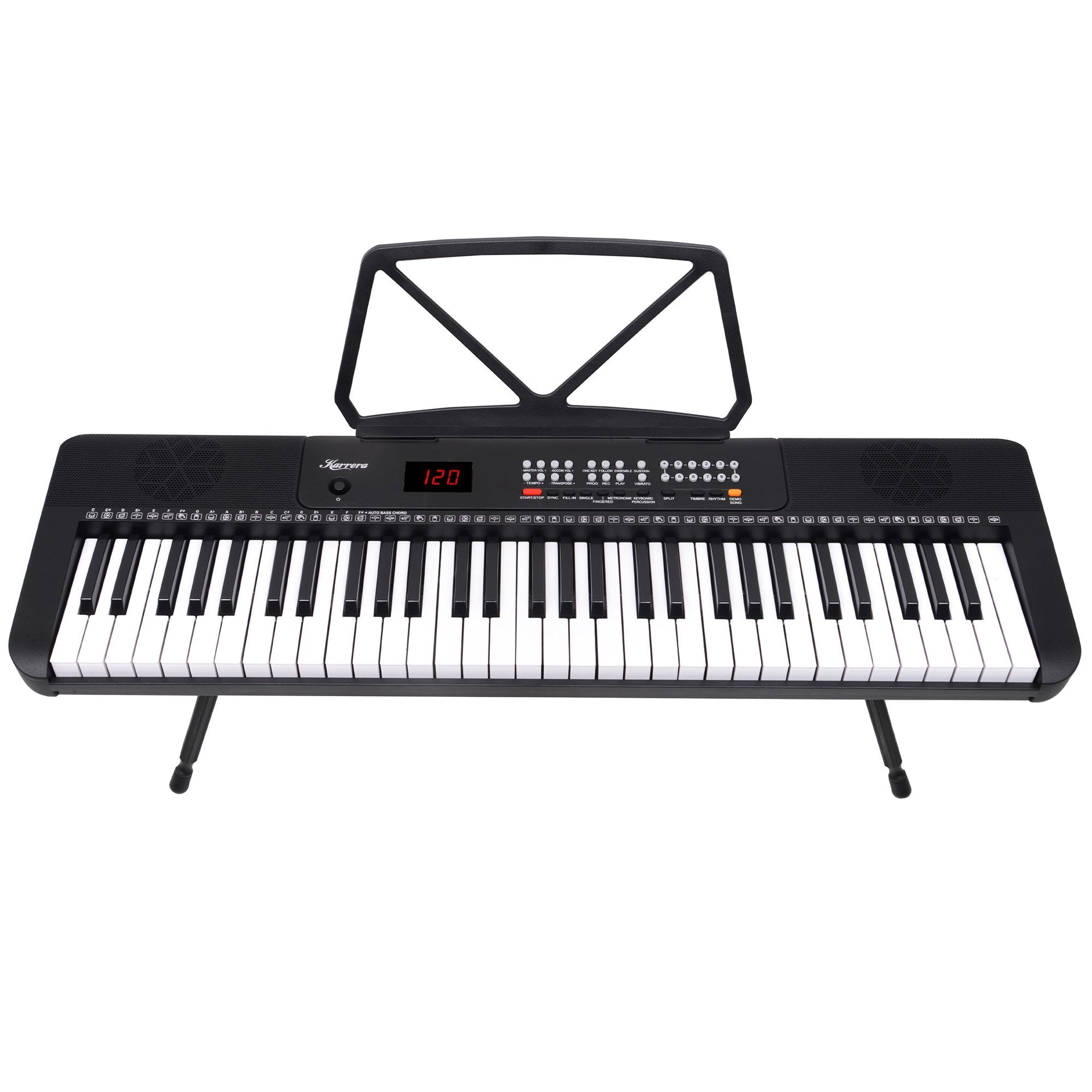 Karrera 61-Key Electronic Piano Keyboard with LED and Folding Stand in Black CHJ-SD1 Awezingly
