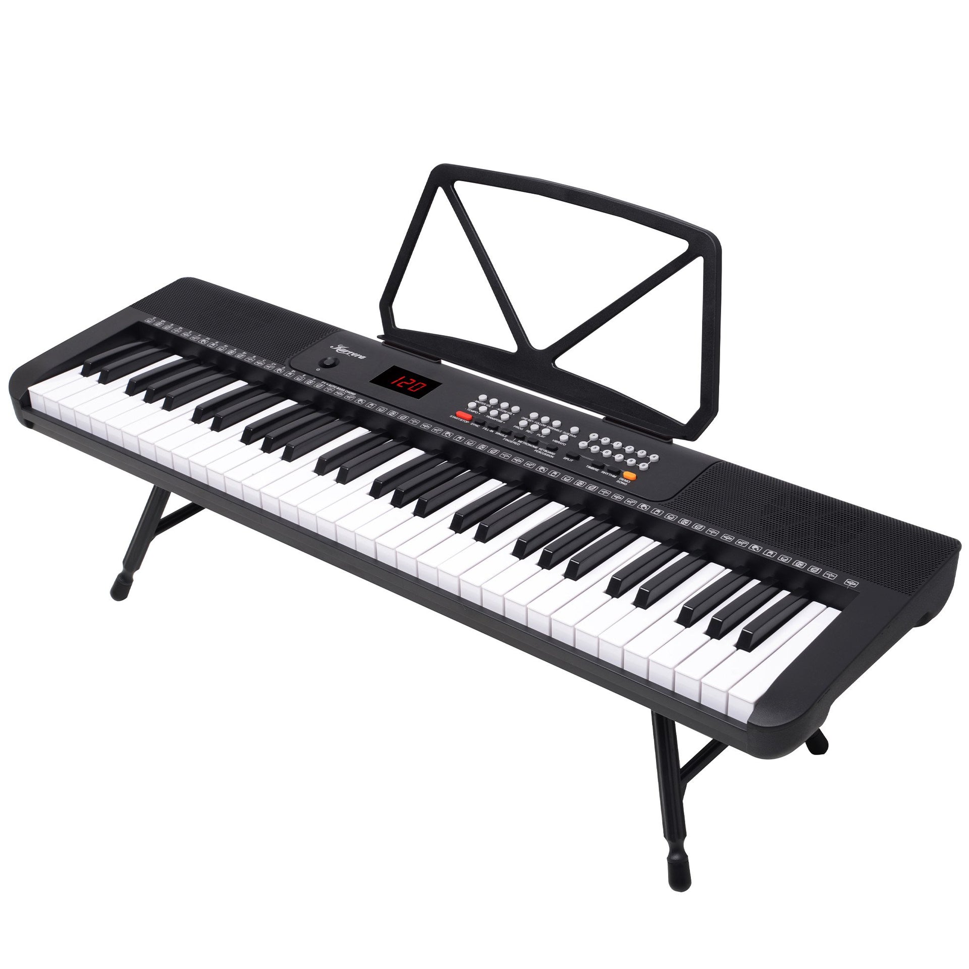 Karrera 61-Key Electronic Piano Keyboard with LED and Folding Stand in Black CHJ-SD1 Awezingly