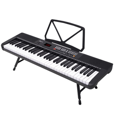 Karrera 61-Key Electronic Piano Keyboard with LED and Folding Stand in Black CHJ-SD1