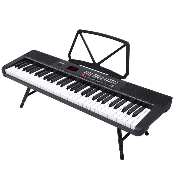 Karrera 61-Key Electronic Piano Keyboard with LED and Folding Stand in Black CHJ-SD1 Awezingly