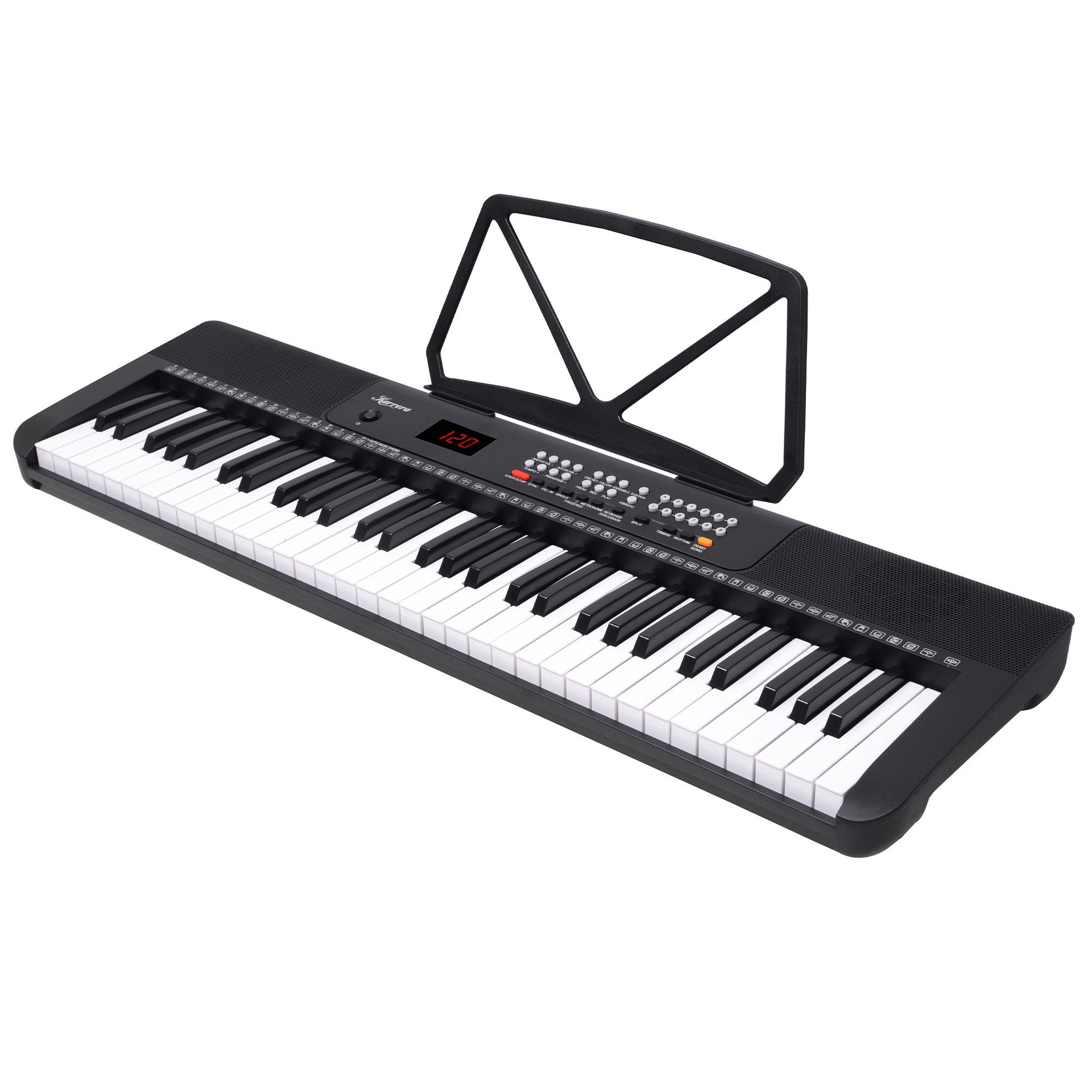 Karrera 61-Key Electronic Piano Keyboard with LED and Folding Stand in Black CHJ-SD1 Awezingly
