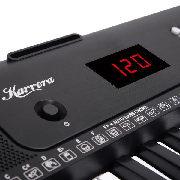 Karrera 61-Key Electronic Piano Keyboard with LED and Folding Stand in Black CHJ-SD1 Awezingly