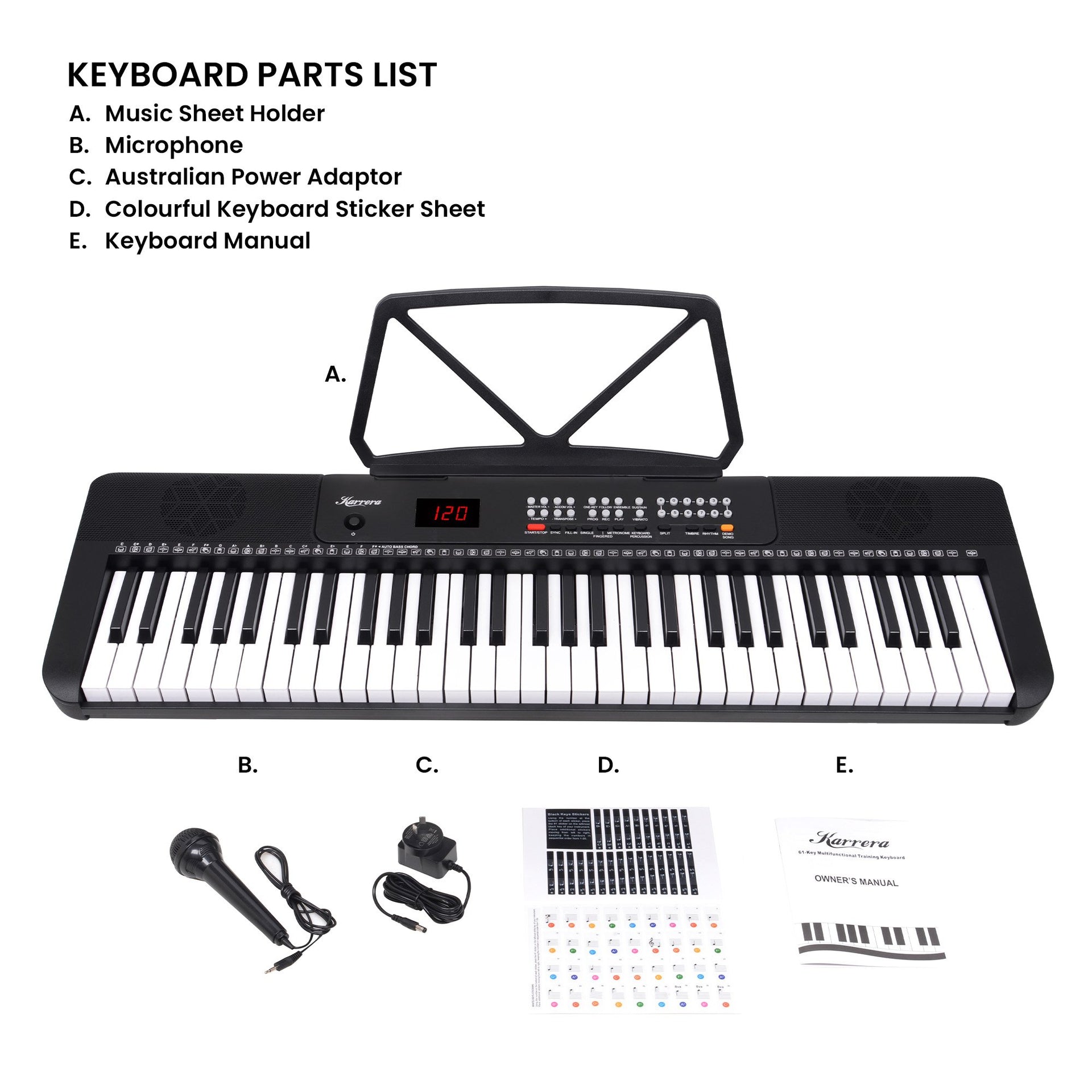 Karrera 61-Key Electronic Piano Keyboard with LED and Folding Stand in Black CHJ-SD1 Awezingly