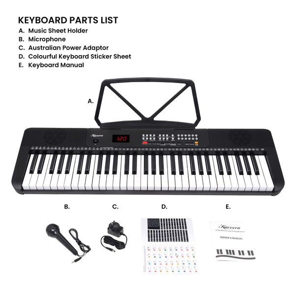 Karrera 61-Key Electronic Piano Keyboard with LED and Folding Stand in Black CHJ-SD1 Awezingly