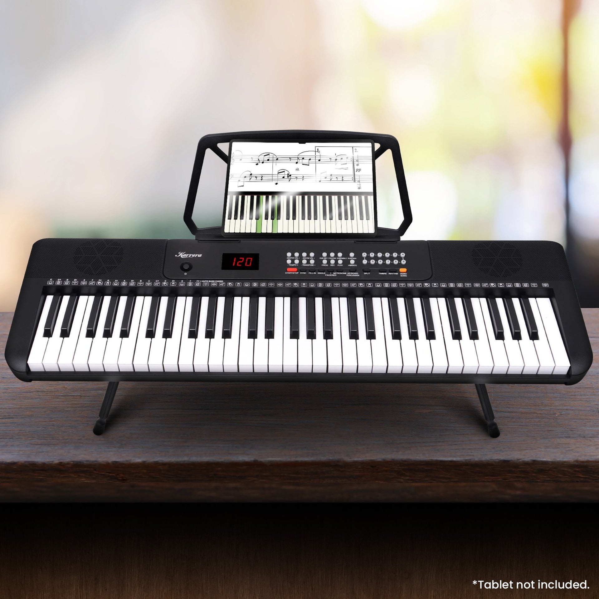 Karrera 61-Key Electronic Piano Keyboard with LED and Folding Stand in Black CHJ-SD1 Awezingly