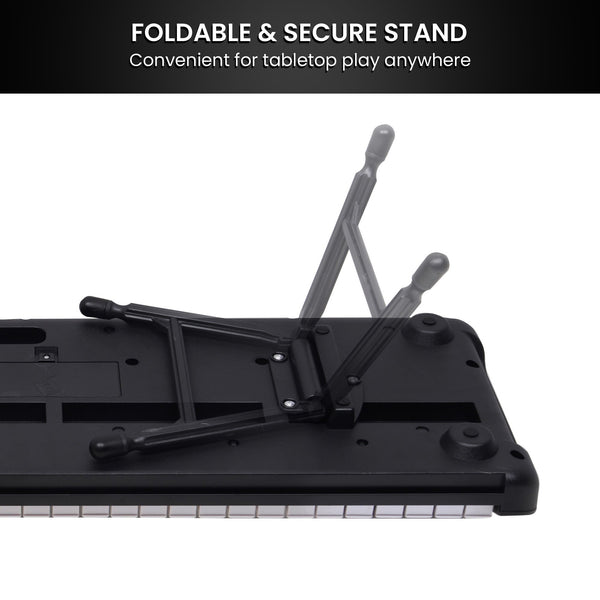 Karrera 61-Key Electronic Piano Keyboard with LED and Folding Stand in Black CHJ-SD1 Awezingly