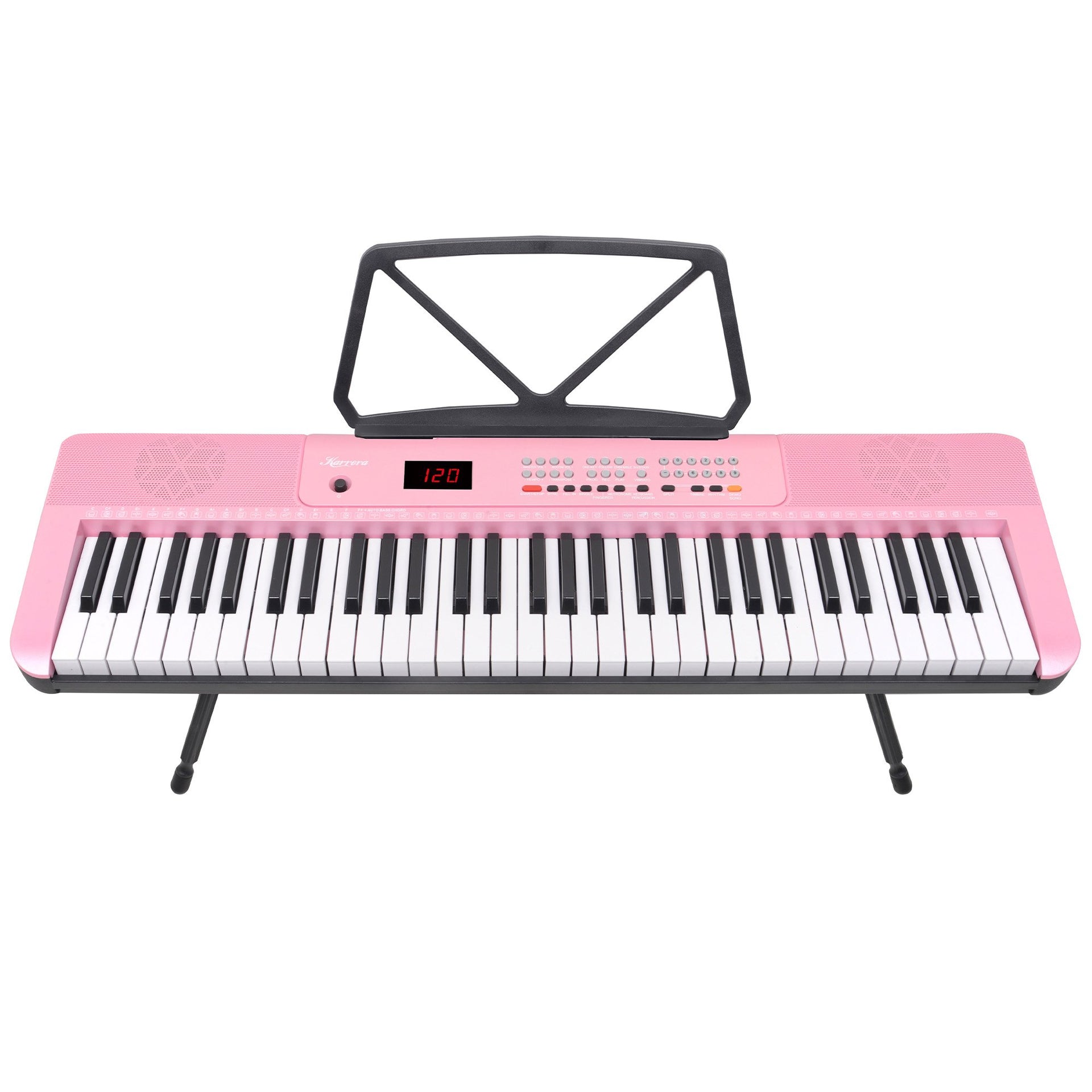 Karrera 61-Key Electronic Piano Keyboard with LED and Folding Stand in Pink CHJ-SD1 Awezingly