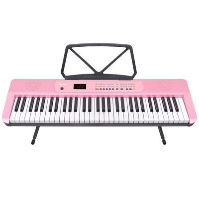 Karrera 61-Key Electronic Piano Keyboard with LED and Folding Stand in Pink CHJ-SD1
