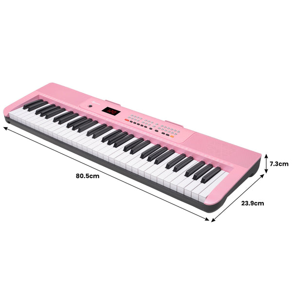 Karrera 61-Key Electronic Piano Keyboard with LED and Folding Stand in Pink CHJ-SD1 Awezingly