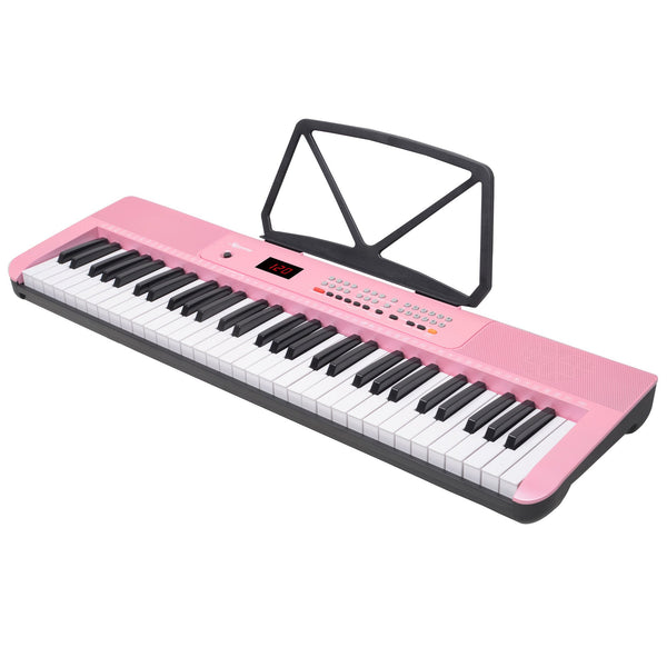Karrera 61-Key Electronic Piano Keyboard with LED and Folding Stand in Pink CHJ-SD1 Awezingly