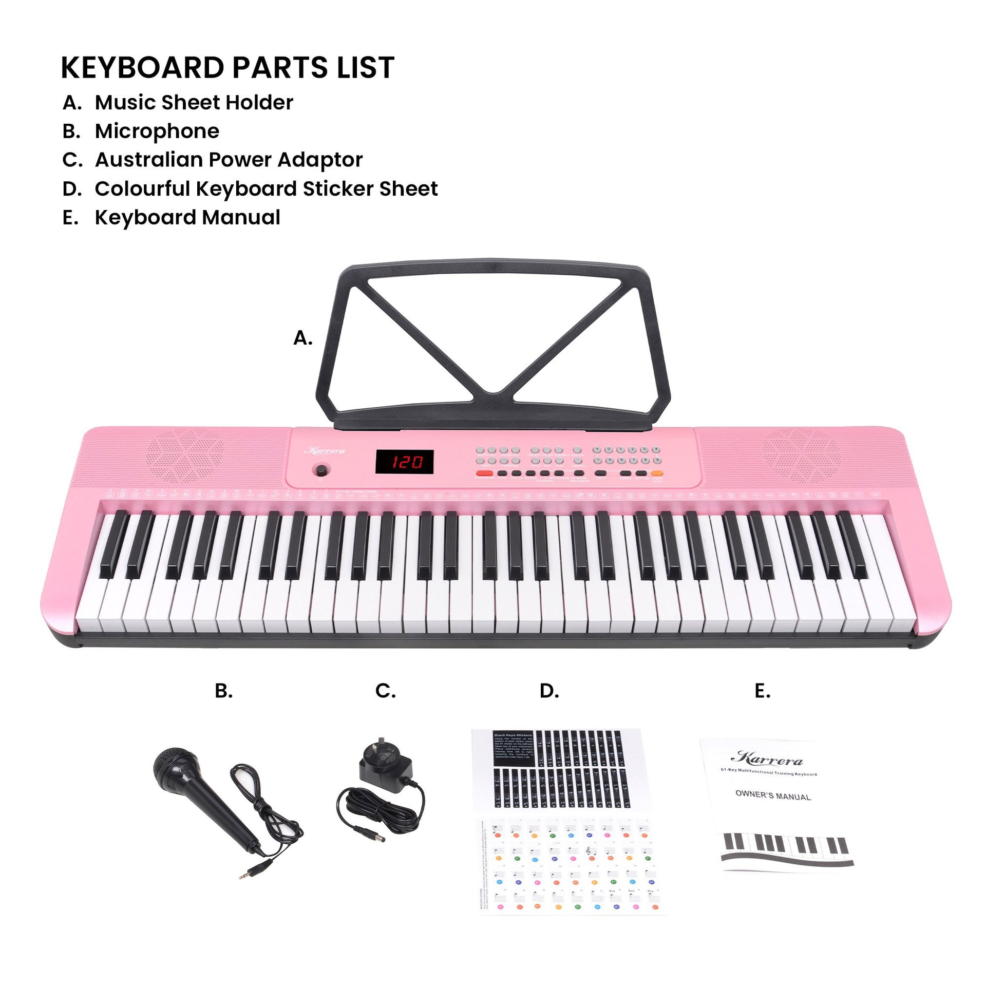 Karrera 61-Key Electronic Piano Keyboard with LED and Folding Stand in Pink CHJ-SD1 Awezingly