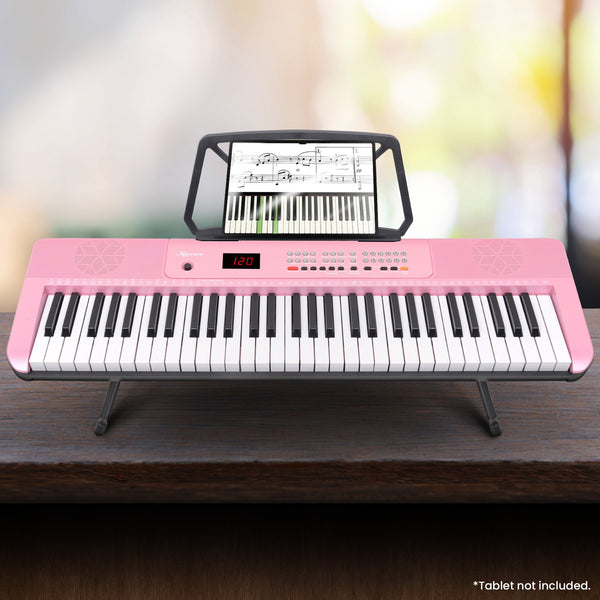 Karrera 61-Key Electronic Piano Keyboard with LED and Folding Stand in Pink CHJ-SD1 Awezingly