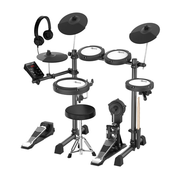 Karrera 18S Electronic Drum Kit Mesh Pads 8in Snare Bluetooth Sounds USB/MIDI Output Kick Pedals Drum Coach & Metronome Awezingly