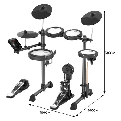 Karrera 18S Electronic Drum Kit Mesh Pads 8in Snare Bluetooth Sounds USB/MIDI Output Kick Pedals Drum Coach & Metronome