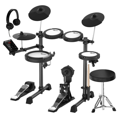 Karrera 18S Electronic Drum Kit Mesh Pads 8in Snare Bluetooth Sounds USB/MIDI Output Kick Pedals Drum Coach & Metronome