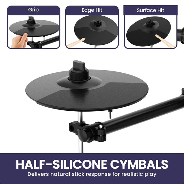 Karrera 18S Electronic Drum Kit Mesh Pads 8in Snare Bluetooth Sounds USB/MIDI Output Kick Pedals Drum Coach & Metronome Awezingly