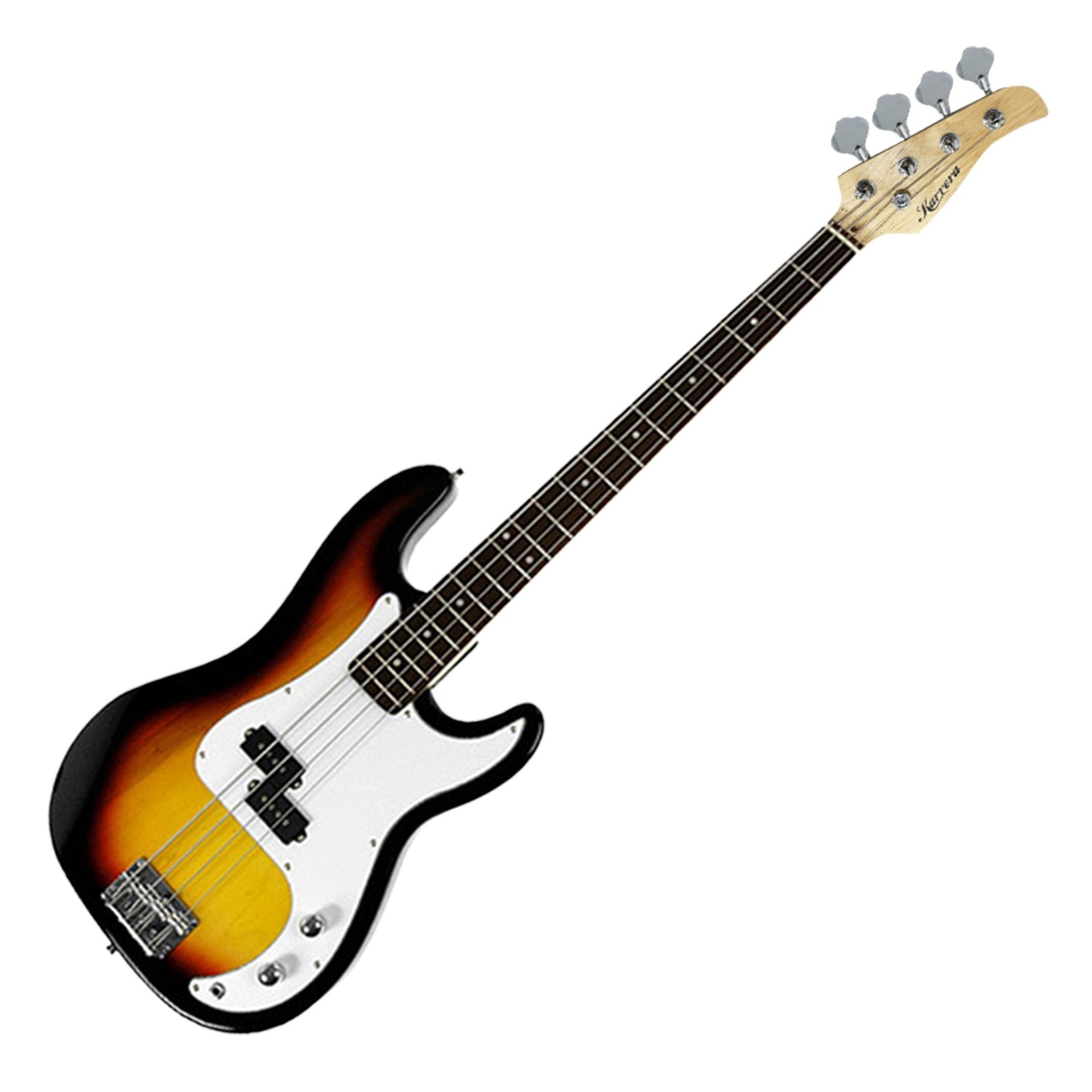 Karrera 39in Electric Guitar Bass Tuner Music 4-String Instrument Full Size Sunburst Karrera