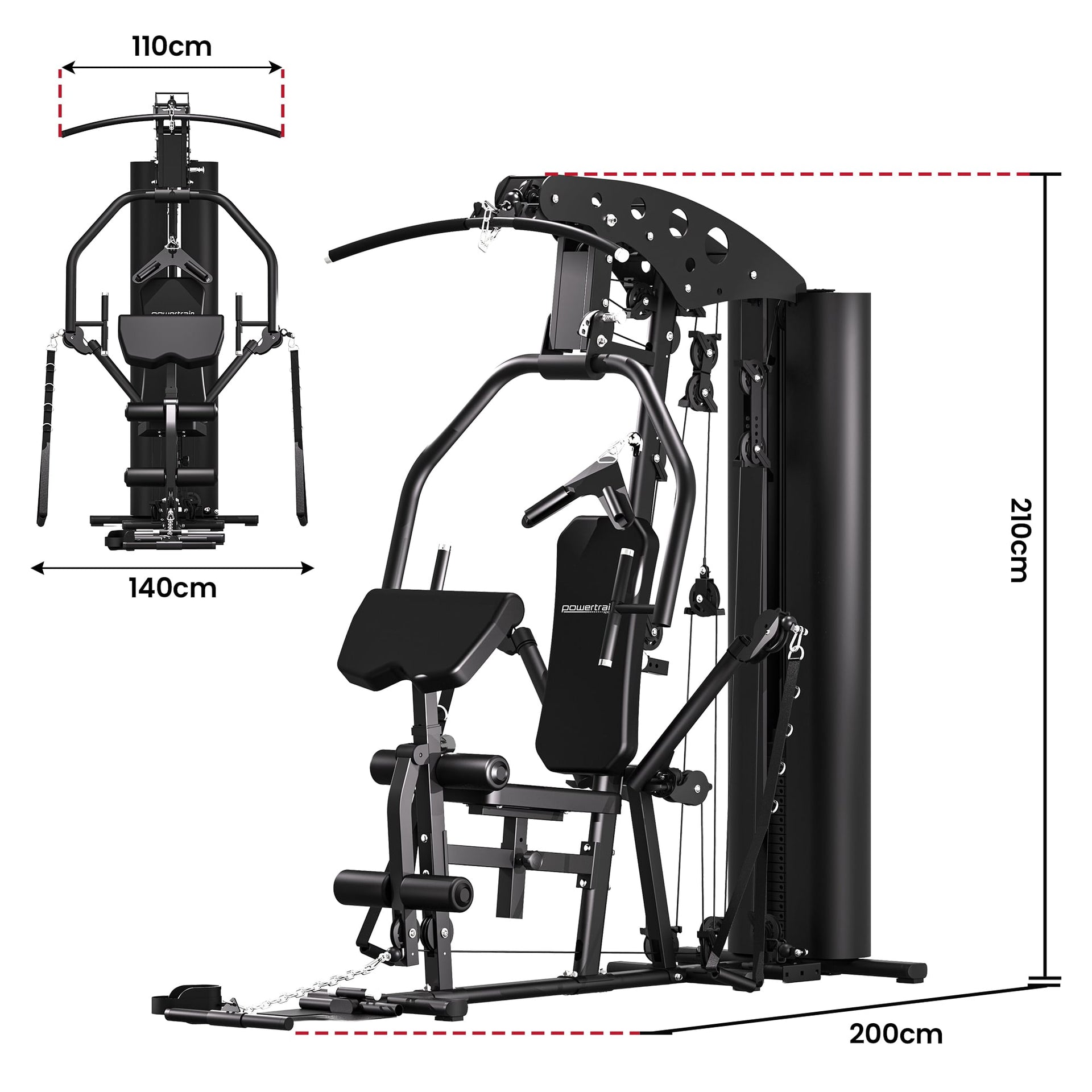 Powertrain Home Multi Gym 560 Full Body Training with 90kg Weight Stack Home Gym Awezingly