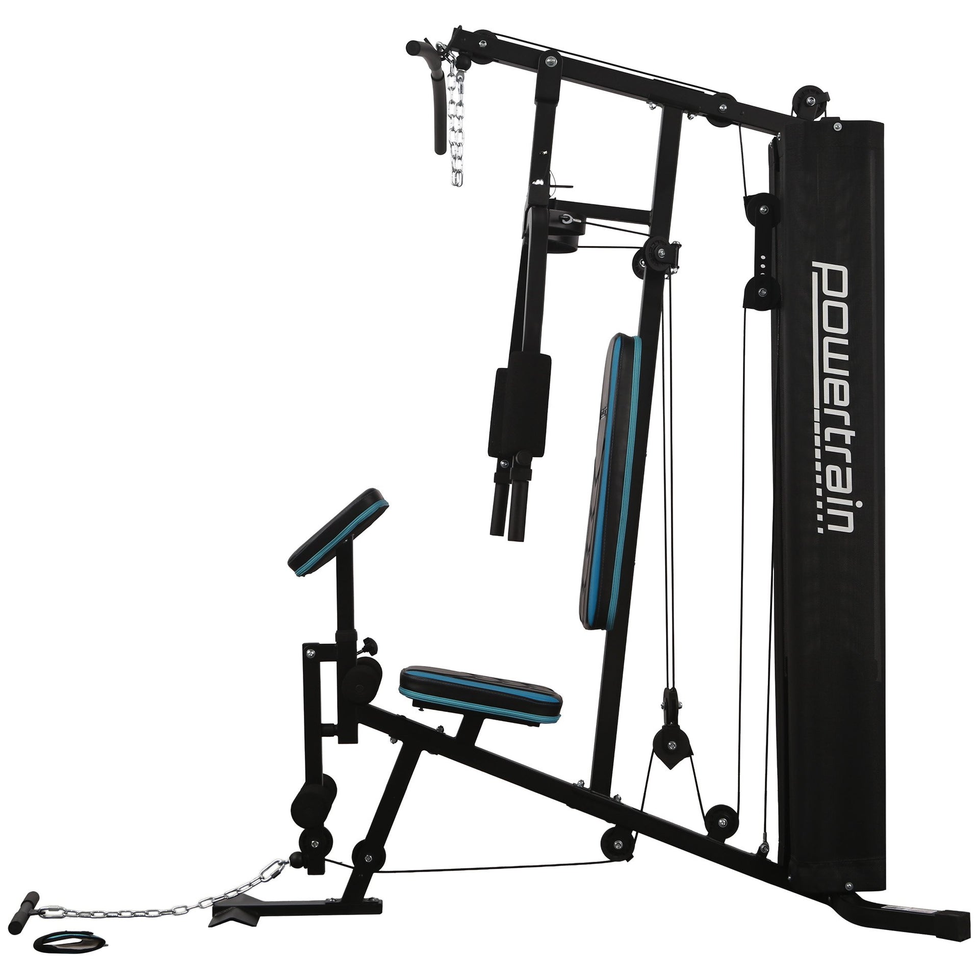 Powertrain JX-300 Multi Station Home Gym 44kg Weight Stack Cable Machine, Curl Pad Leg Extension and Pull-down Bar Awezingly