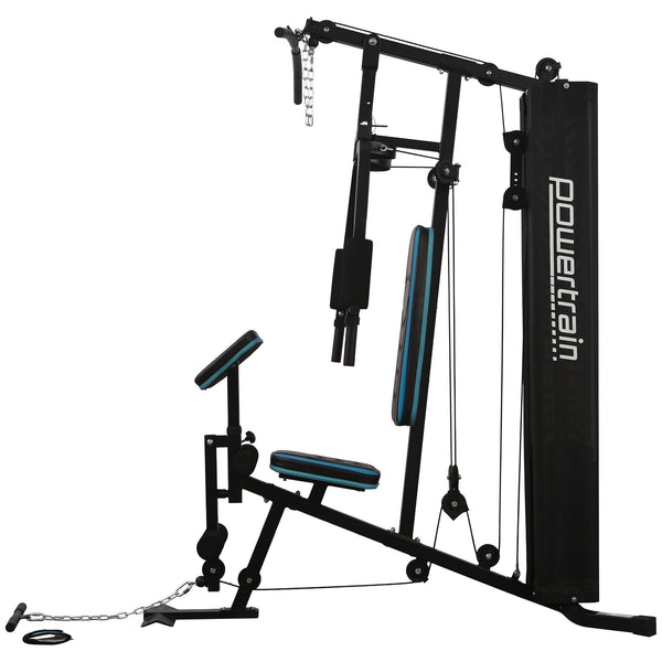 Powertrain JX-300 Multi Station Home Gym 44kg Weight Stack Cable Machine, Curl Pad Leg Extension and Pull-down Bar Awezingly