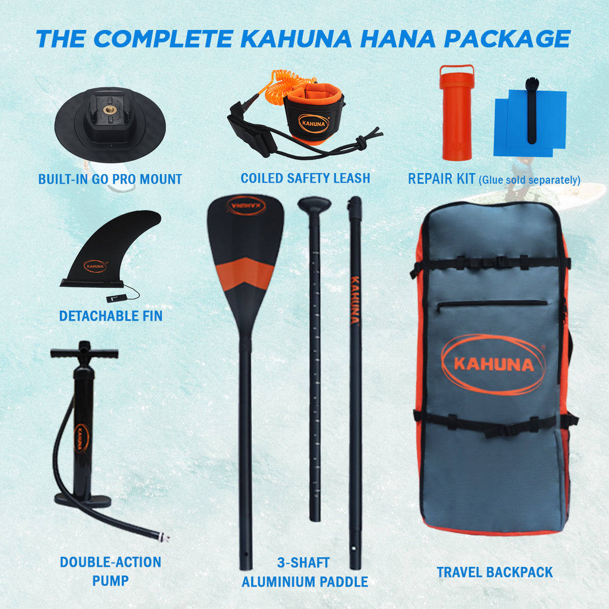 Kahuna Hana Inflatable Stand Up Paddle Board 10FT w/ iSUP Accessories Kahuna