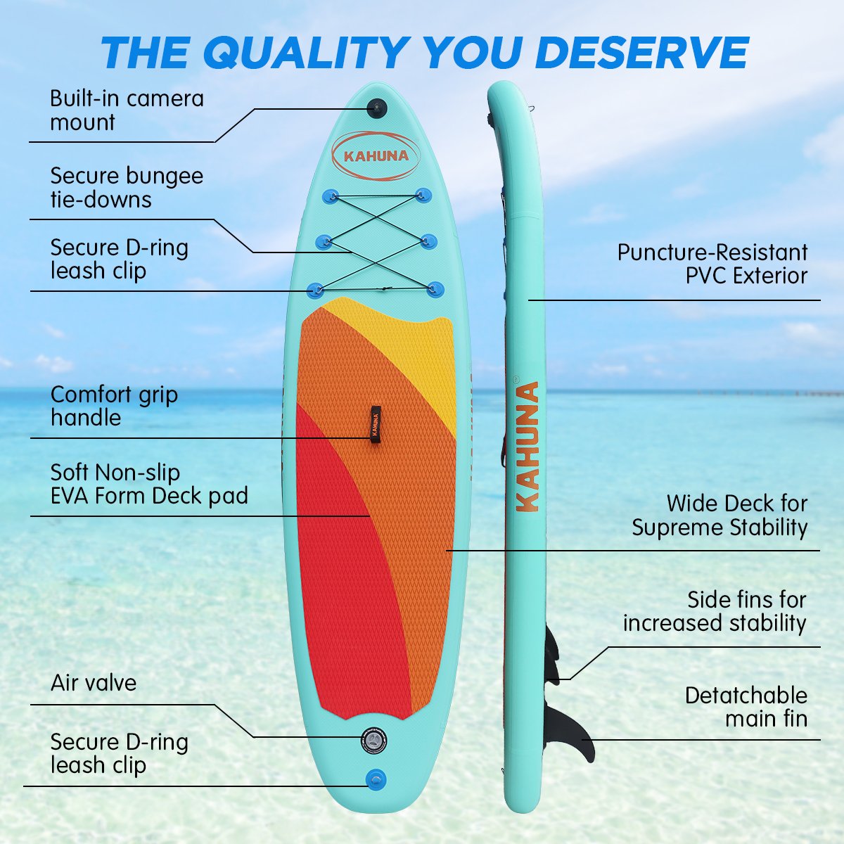 Kahuna Hana Inflatable Stand Up Paddle Board 10ft6in iSUP Accessories Kahuna