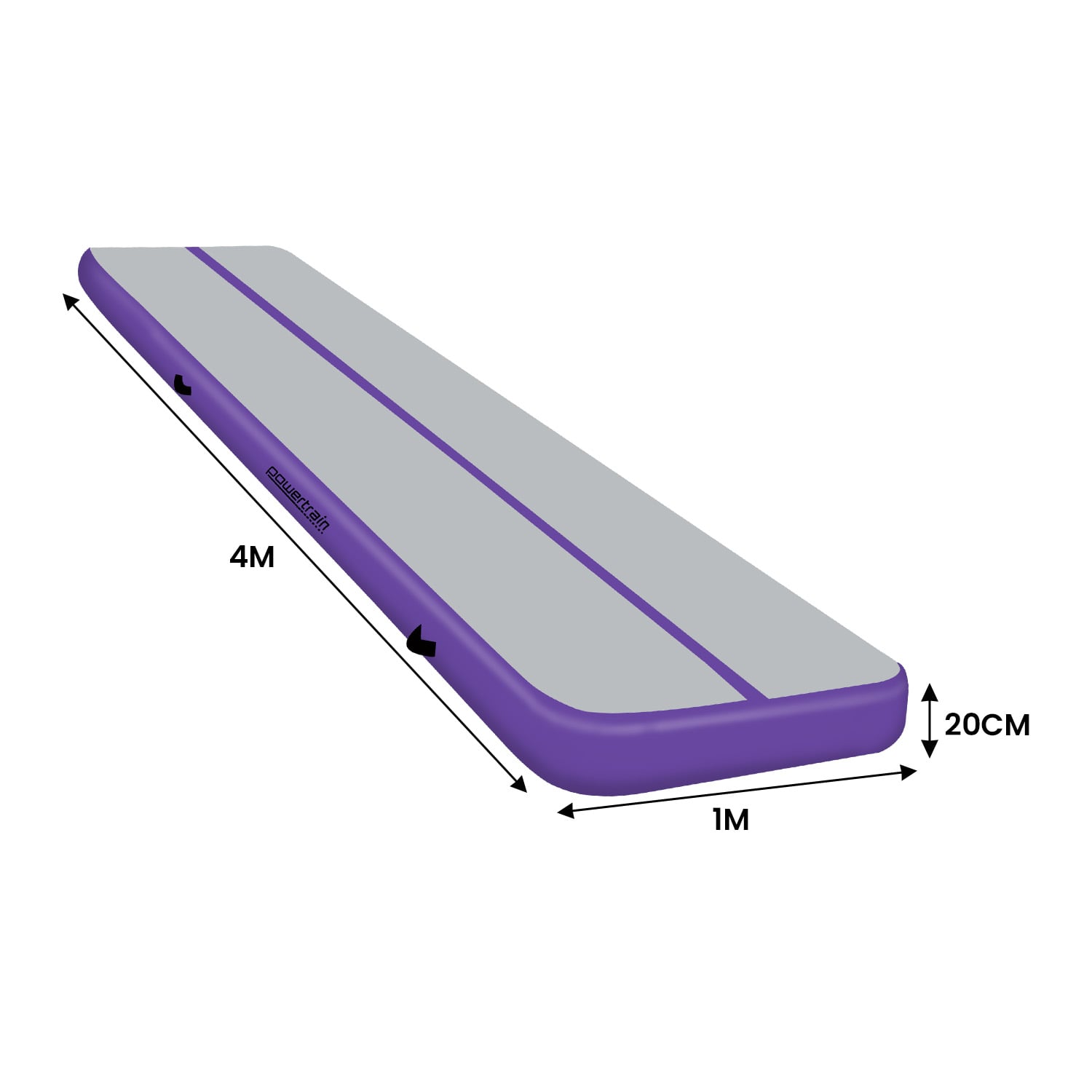 Powertrain Airtrack 20cm Thick 4m x 1m Inflatable Gymnastics Tumbling Mat Air Track - Purple Powertrain