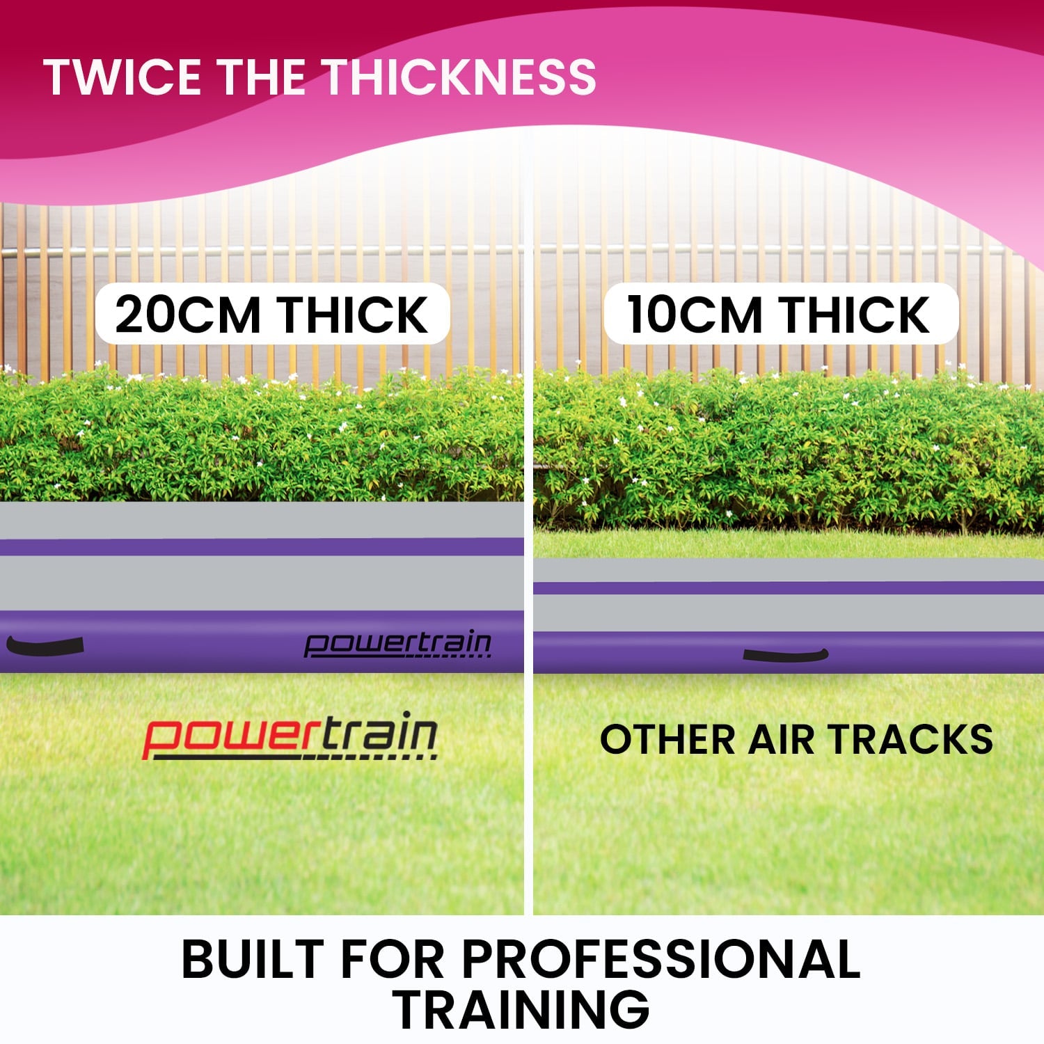 Powertrain Airtrack 20cm Thick 4m x 1m Inflatable Gymnastics Tumbling Mat Air Track - Purple Powertrain