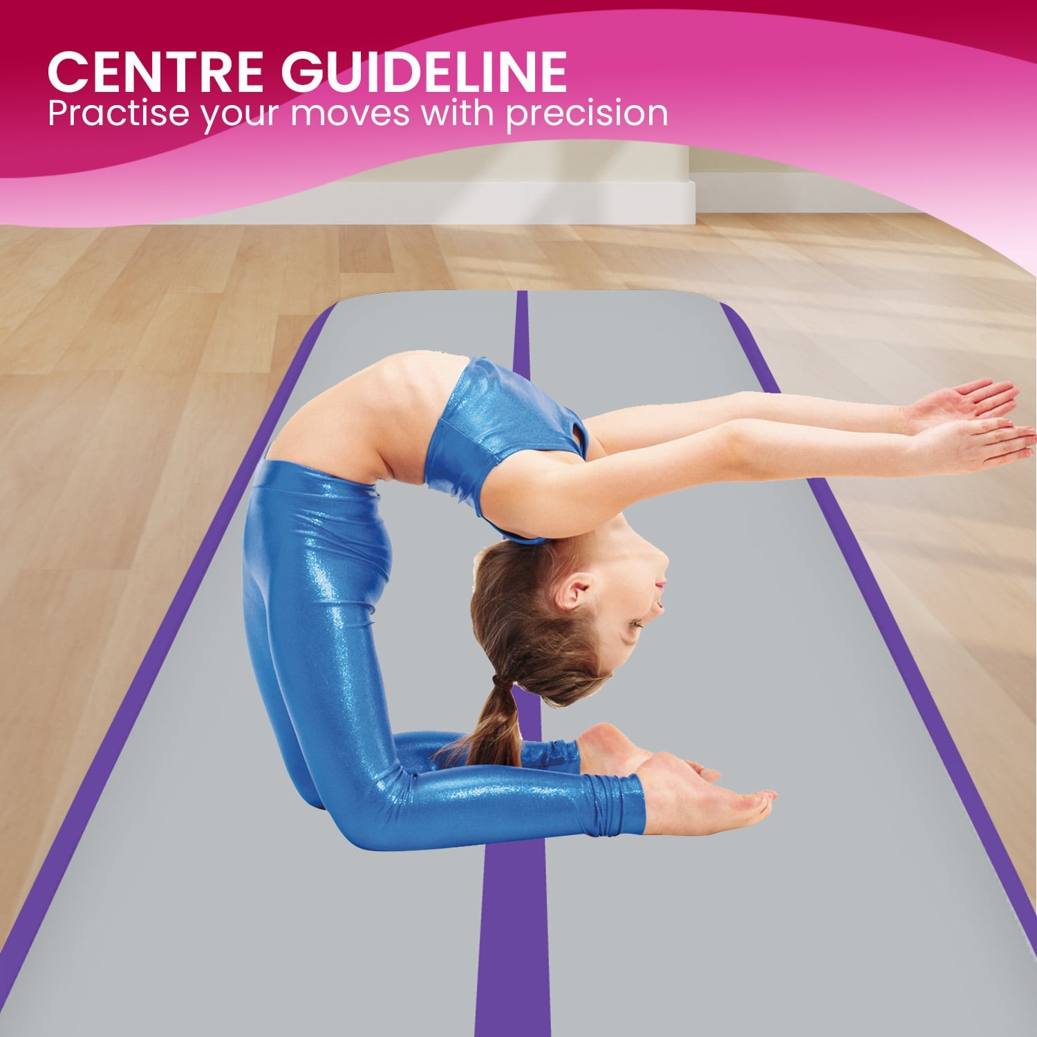 Powertrain Airtrack 20cm Thick 4m x 1m Inflatable Gymnastics Tumbling Mat Air Track - Purple Powertrain