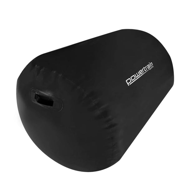 Powertrain Sports Inflatable Gymnastics Air Barrel Exercise Roller 120 x 75cm - Black Powertrain