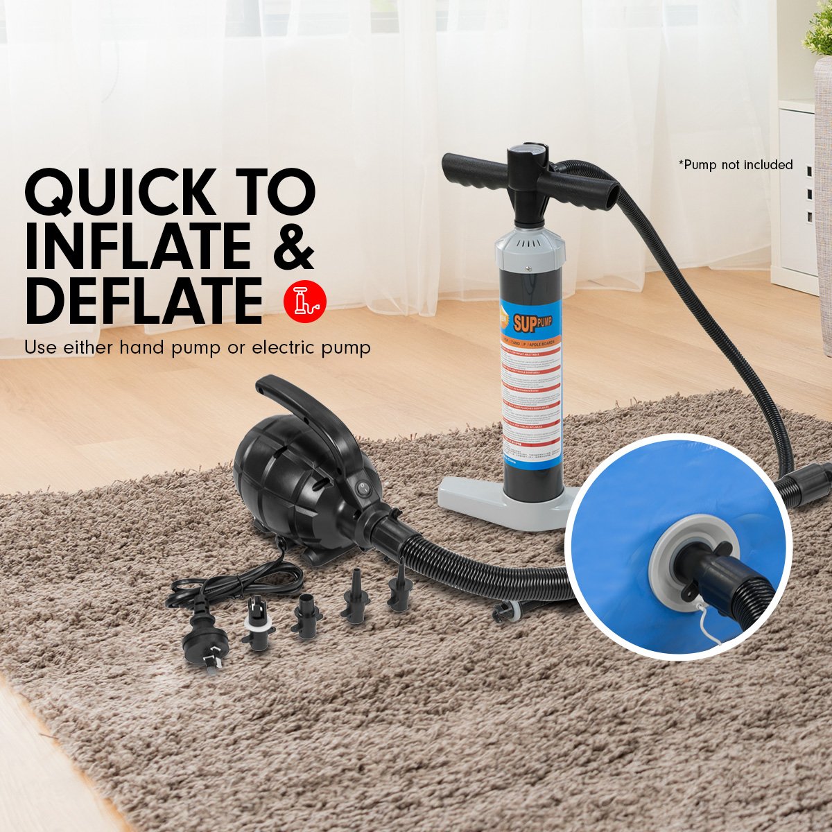 Powertrain Sports Inflatable Gymnastics Air Barrel Exercise Roller 120 x 75cm - Blue Powertrain