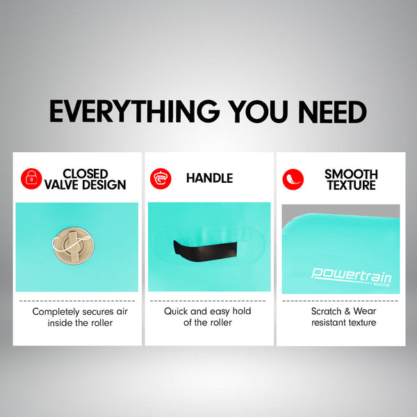 Powertrain Sports Inflatable Gymnastics Air Barrel Exercise Roller 120 x 75cm - Green Kahuna