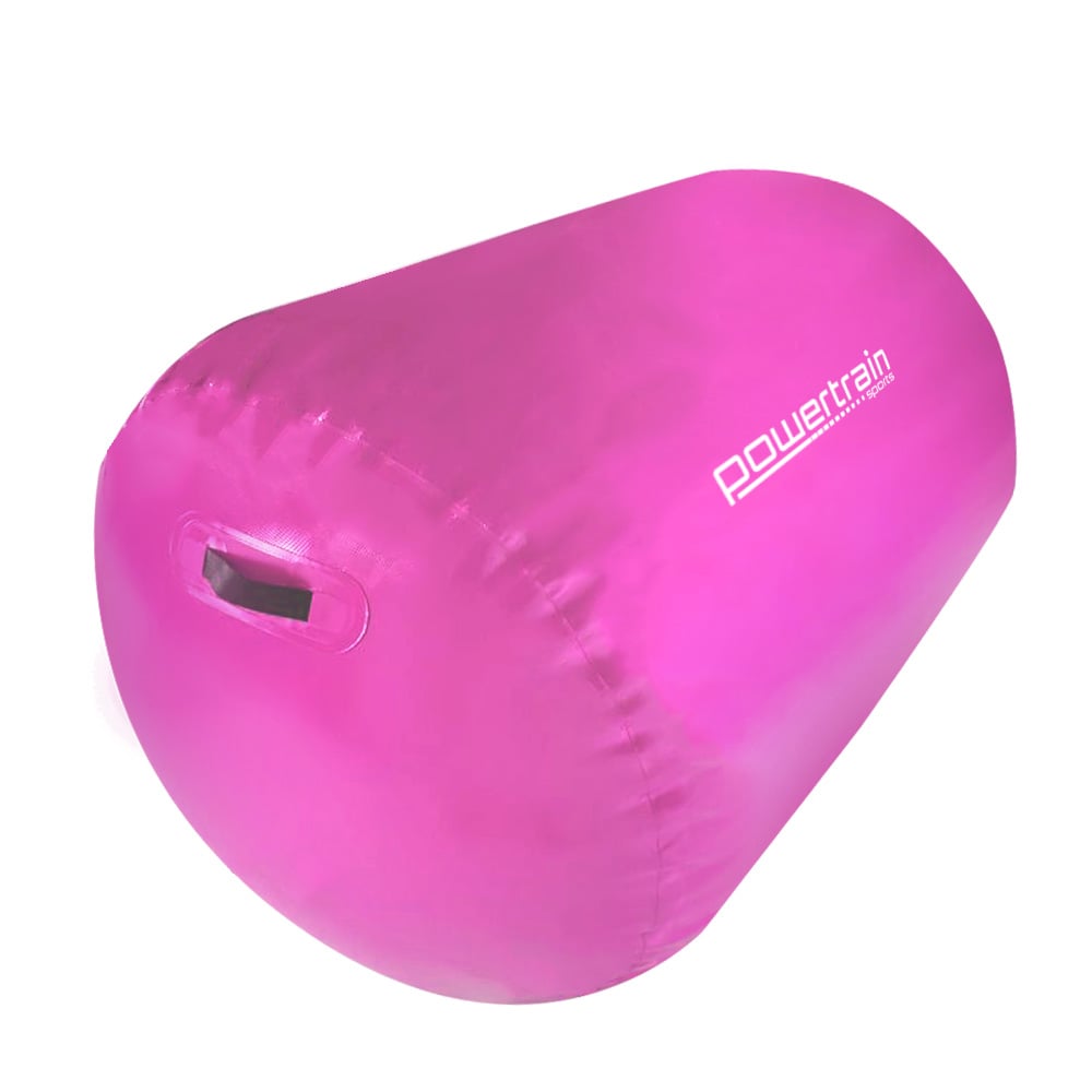 Powertrain Sports Inflatable Gymnastics Air Barrel Exercise Roller 120 x 75cm - Pink Powertrain