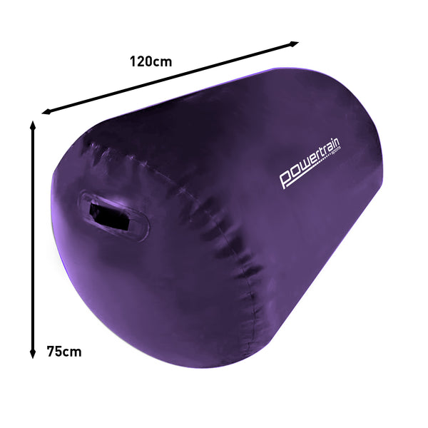Powertrain Sports Inflatable Air Exercise Roller Gymnastics Gym Barrel 120 x 75cm Purple Powertrain