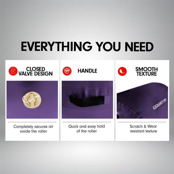 Powertrain Sports Inflatable Air Exercise Roller Gymnastics Gym Barrel 120 x 75cm Purple Powertrain