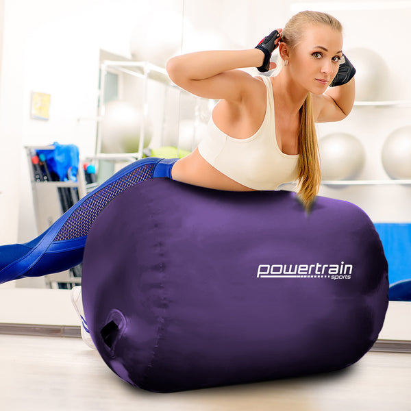 Powertrain Sports Inflatable Air Exercise Roller Gymnastics Gym Barrel 120 x 75cm Purple Powertrain
