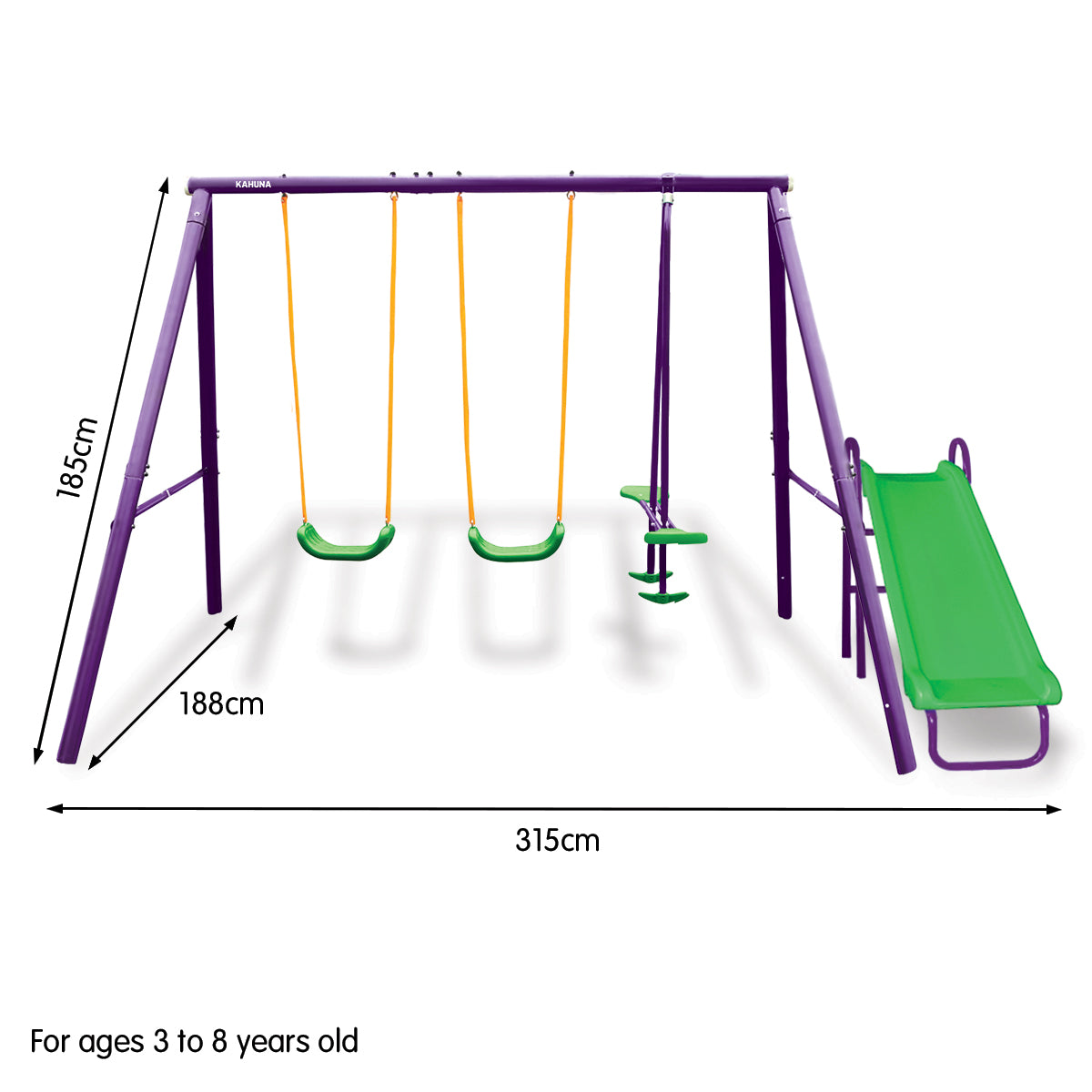 Kahuna Kids 4-Seater Swing Set with Slide Purple Green Kahuna
