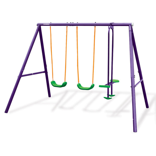 Kahuna Kids 4-Seater Swing Set Purple Green Kahuna