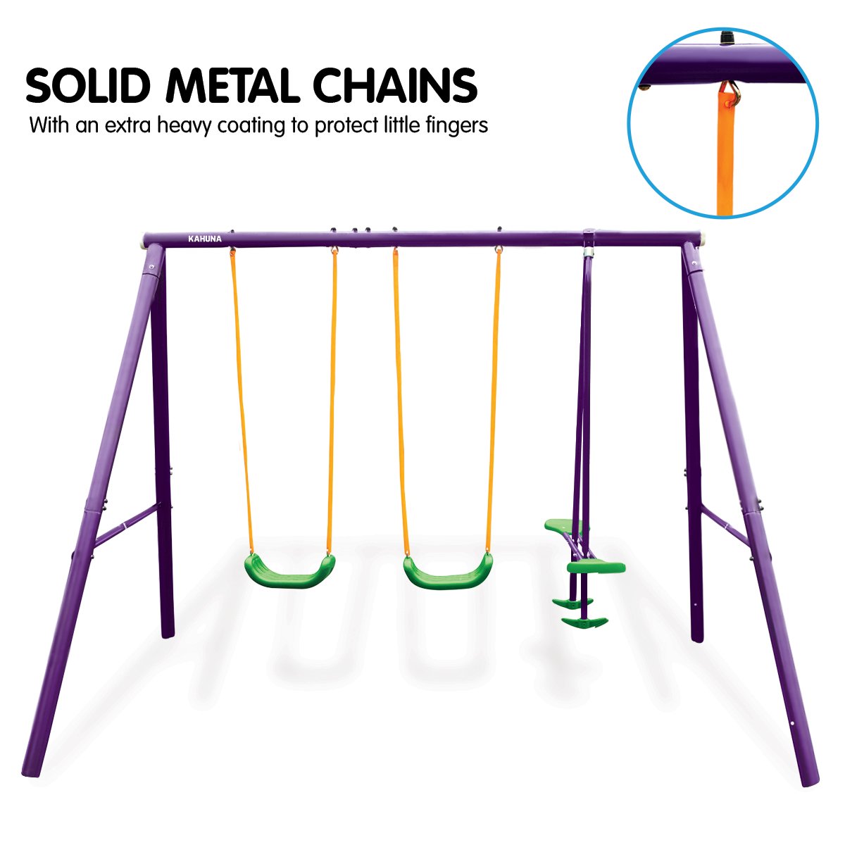 Kahuna Kids 4-Seater Swing Set Purple Green Kahuna