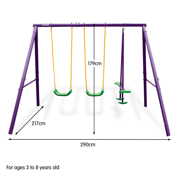 Kahuna Kids 4-Seater Swing Set Purple Green Kahuna