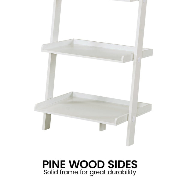 Sarantino Aster 5-Tier Ladder Shelf in White Awezingly