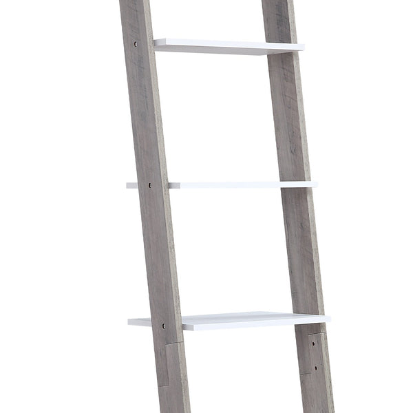 Sarantino Mira 5-tier Ladder Shelf In White And Grey Oak Awezingly