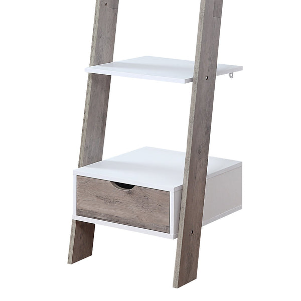 Sarantino Mira 5-tier Ladder Shelf In White And Grey Oak Awezingly