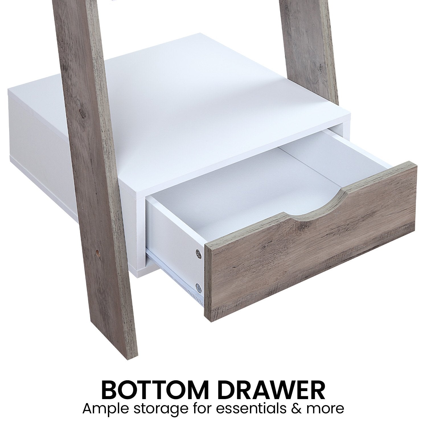 Sarantino Mira 5-tier Ladder Shelf In White And Grey Oak Awezingly