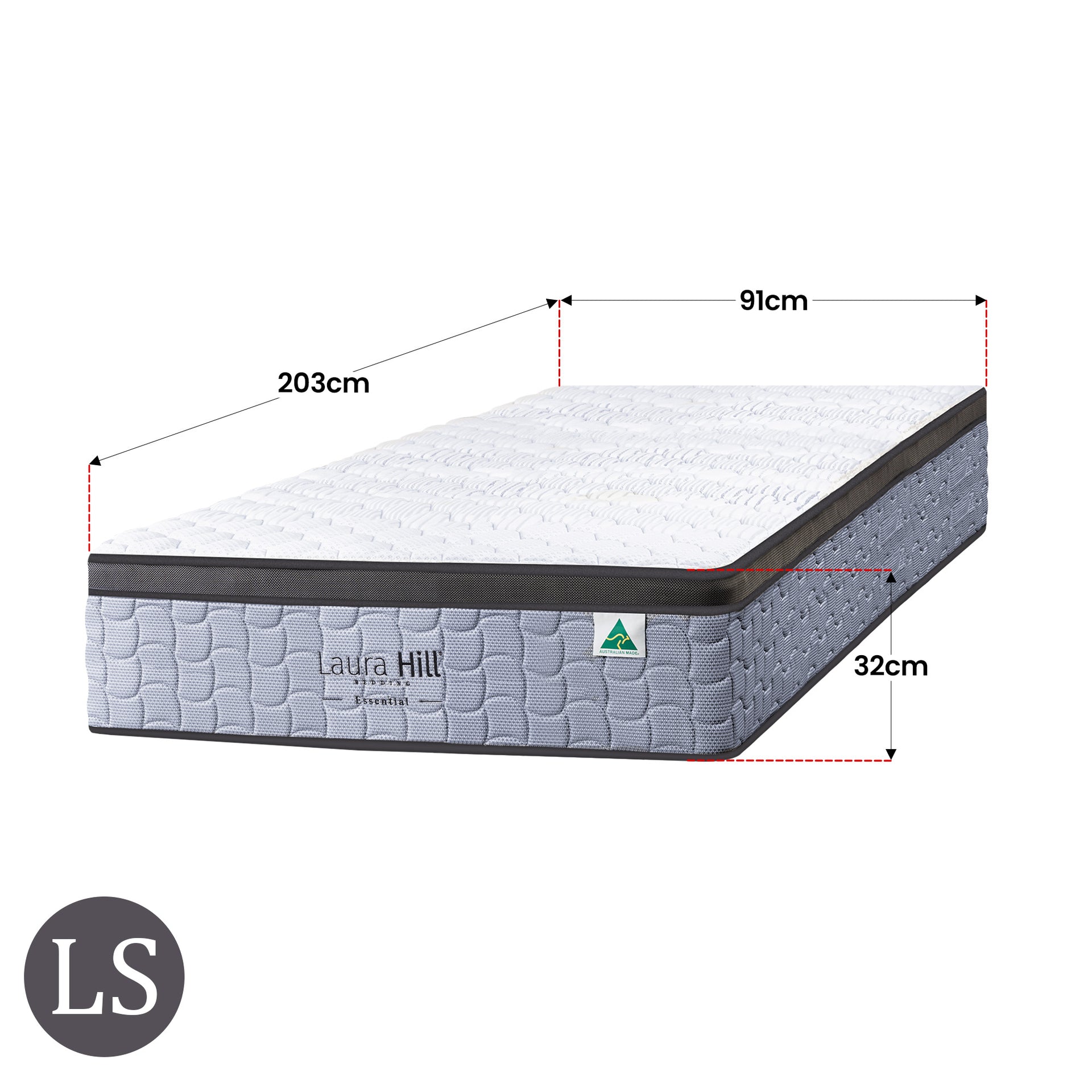 Laura Hill Essential Australian Made Long Single Premium Mattress Does Not Apply